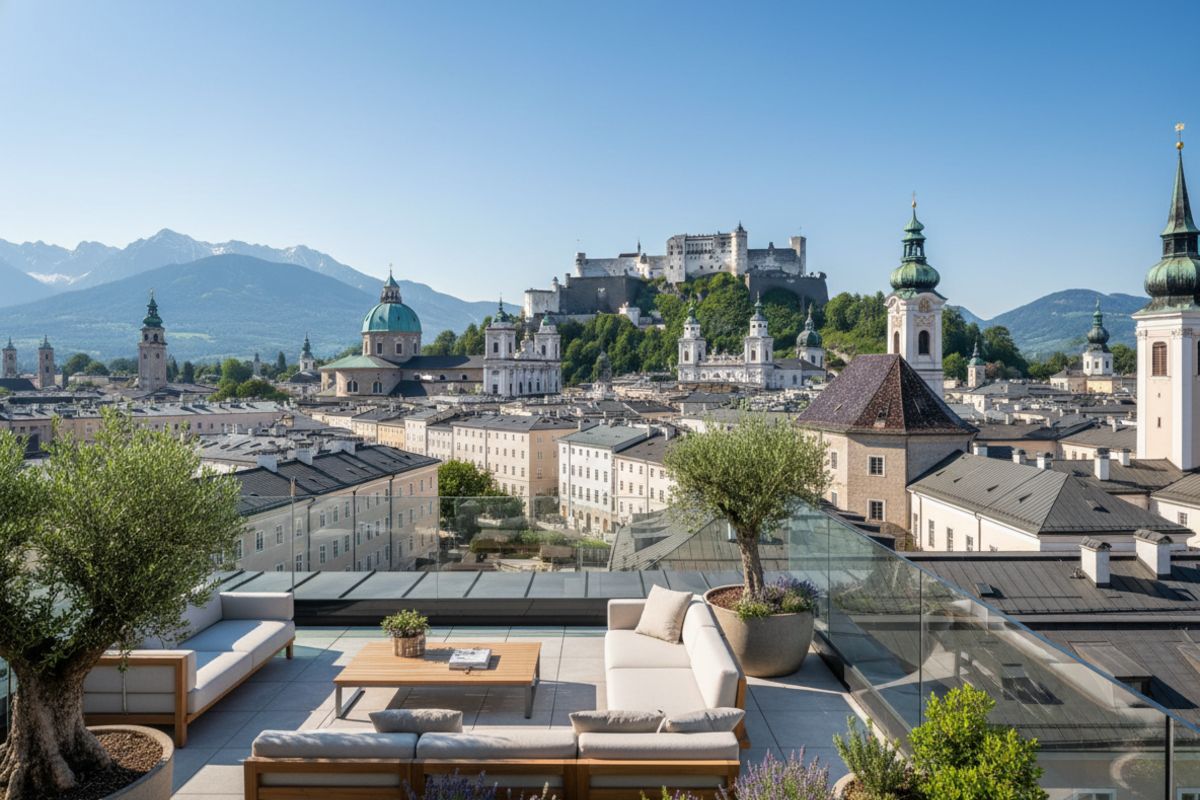 Ferienhaus mit Blick auf das historische Zentrum von Salzburg